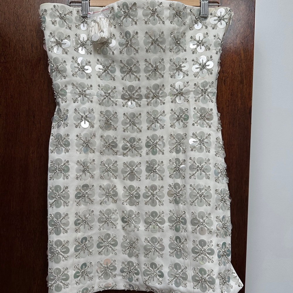White sequin mini dress